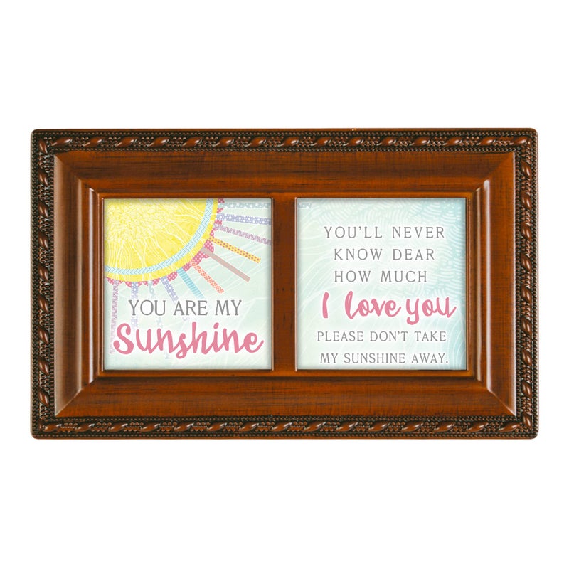 Cottage Garden Never Know How Much Love You Woodgrain Rope Trim Petite Music Box Plays You are My Sunshine - Image 2